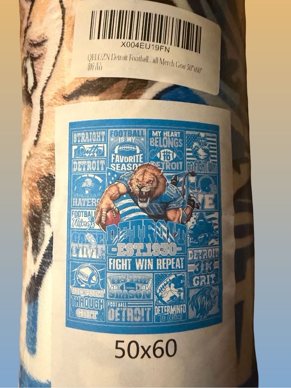 Detroit Football Throw Blanket - Blue and White